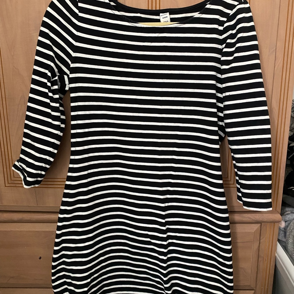 black and white striped dress with cute details!